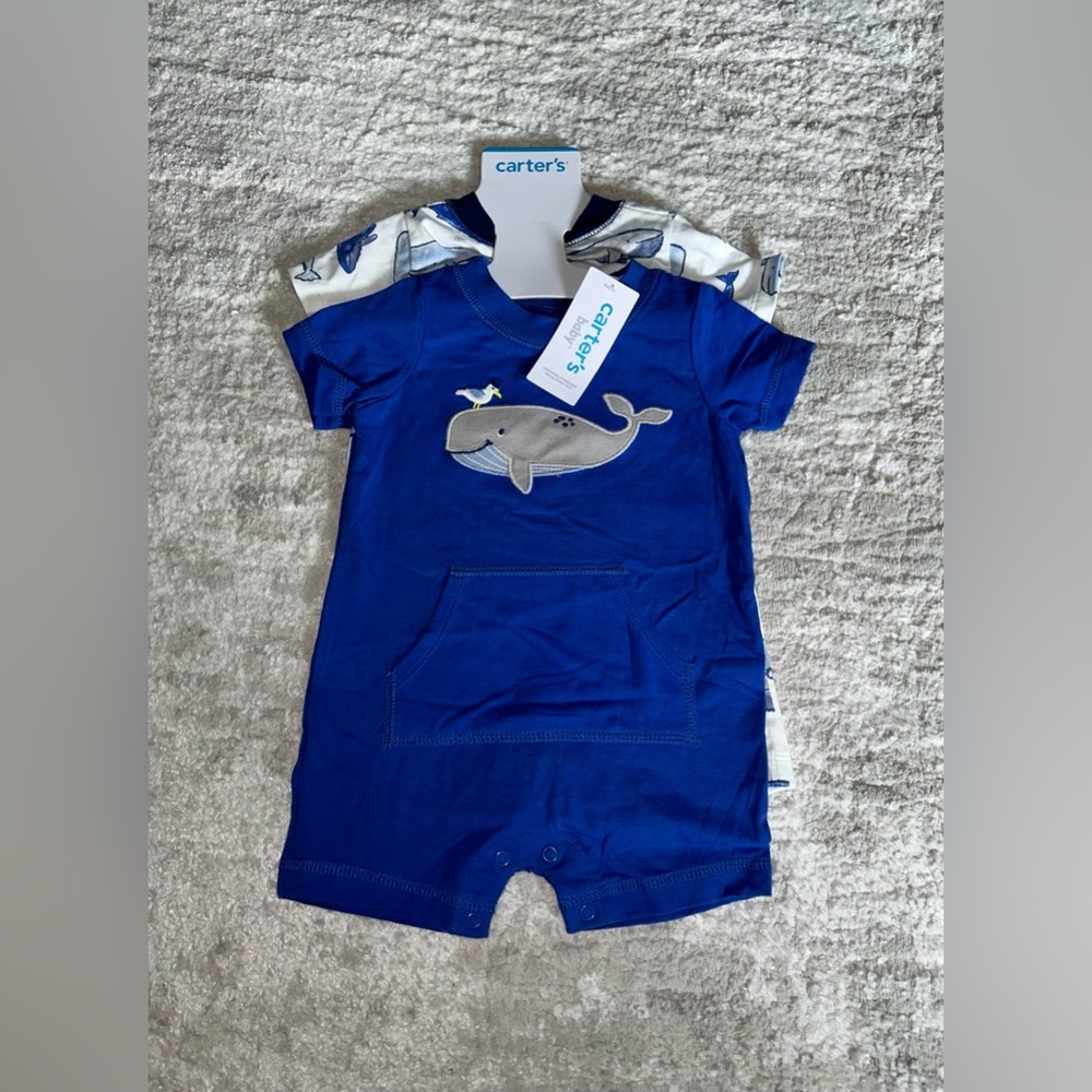 Infant Carter's Baby Boys Short Sleeve Romper Set - 9 MONTHS